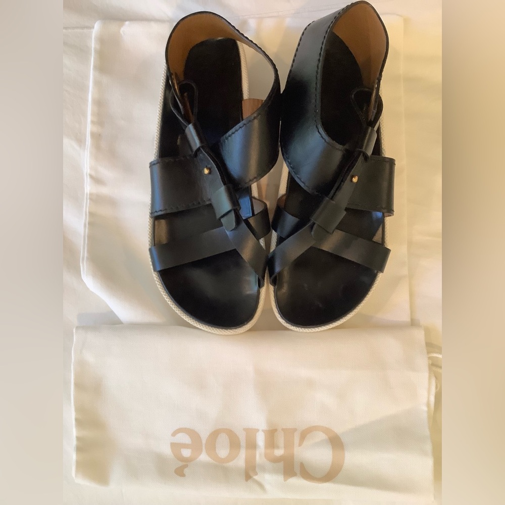 Chloe platform leather strap sandals with dust bags